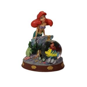 Disney Little Mermaid Ariel With Flounder Snow Globe Pre-owned With Box (J)